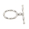 Brass Toggle Clasps, Cadmium Free & Nickel Free & Lead Free, Oval, Platinum, Oval: 20x13x2.5mm, Hole: 1.2mm, Bar: 24x4.5x2.5mm, Hole: 1.2mm