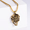 Cool Punk Stainless Steel Skull Head Necklaces for Stylish Men, Golden