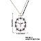 Fashionable Brass Enamel Oval Evil Eye Pendant Necklaces with Black Shiny Cubic Zirconia, Platinum, White, 15.75 inch(40cm)