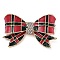 Zinc Alloy Crystal Rhinestone Bowknot Brooches, Enamel Pins for Women, FireBrick, Tartan, 36.5x56mm