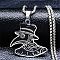 201 Stainless Steel Enamel Pendant Necklace, Plague Doctor, Stainless Steel Color, 19.21 inch(48.8cm)
