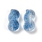Transparent Glass Beads, Peanut, Baking Paint, Marine Blue, 23x11.5x11mm, Hole: 1.5mm