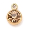 304 Stainless Steel Charms, with Acrylic Rhinestone, Birthstone Charms, Faceted, Flat Round, Golden, Lt.Col.Topaz, 8.2x6x3.5mm, Hole: 1.2mm