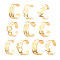 10Pcs 10 Styles Ocean Theme Alloy and Brass and 201 Stainless Steel Cuff Toe Rings Set, Mixed Shapes, Golden, Inner Diameter: 16mm, 1pc/style