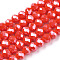 Electroplate Glass Beads Strands, Pearl Luster Plated, Faceted, Rondelle, Red, 2.9~3.3x2mm, Hole: 0.8mm, about 144~150pcs/strand, 35~37cm