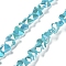 Electroplate Butterfly Glass Beads Strands, Faceted, AB Color Plated, Dark Turquoise, 8x10x5.5mm, Hole: 1.2mm, about 100pcs/strand, 29.13''(74cm)
