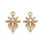 Brass Links connectors, Nickel Free, Real 18K Gold Plated, with Cubic Zirconia, Star, Clear, 10x7x3mm, Hole: 0.9mm