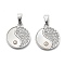 Brass Micro Pave Cubic Zirconia Charms, Cadmium Free & Nickel Free & Lead Free, with Shell, Yin-yang, Platinum, 15x13x2mm, Hole: 5x2.5mm