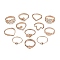 Crystal Rhinestone Finger Ring, Ion Plating(IP) 304 Stainless Steel Jewelry for Women, Mixed Shape, Rose Gold, US Size 5~9(16.1~18.9mm)