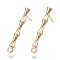 Brass Stud Earring Findings, with Loop, Nickel Free, Bamboo, Real 18K Gold Plated, 23x3mm, Hole: 1.4mm, Pin: 1mm