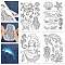 GLOBLELAND 4 Sheets 29Pcs Halobios Whale Jellyfish Water Soluble Stabilizer Hand Sewing Stabilizers with Pre Printed Stick and Stitch Self Adhesive Wash Away Stabilizer for Bags Cloth Embroidery