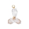 Transparent Glass Pendants, Fishtail Charm, with 304 Stainless Steel Loops, Faceted, Clear, 29.5x19.5~23x8mm, Hole: 3mm