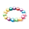 Handmade Polymer Clay Heart Beads Stretch Bracelets, with Brass Beads, Colorful, Inner Diameter: 2-1/2 inch(6.3cm)