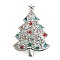 Christmas Theme Alloy Colorful Rhinestone Brooches, for Backpack Clothes, Christmas Tree, Platinum, 53x39mm