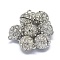 Rack Plating Alloy Magnetic Clasps with Loops, N45 Grade Strong Magnet, with Grade A Rhinestone, Long-Lasting Plated, Round, Real Platinum Plated, 18x12mm, Hole: 1.6mm