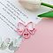 Bowknot Baking Painted Alloy Swivel Keychain Clasps, Keychain Clasp Findings, Pink, 39x33mm