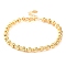 Brass Grooved Rondelle Beaded Bracelets for Women, Real 14K Gold Plated, 6-5/8 inch(16.8cm)