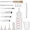 Pet Nursing Bottle Kits, Screw Type Hand Push Glue Dispensing Syringe(without needle), Tapered Tips Dispensing Needles, Cleaning Brush, 304 Stainless Steel Beading Tweezers, White