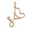 304 Stainless Steel Pendants, Echometer Shape, Golden, 34~40x30~33x5.5mm, Hole: 10x5mm