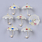 Printed Acrylic Pendants, ABS Plastic Imitation Pearl and Golden Plated Brass Loops, 3D Umbrella with Heart Pattern, Colorful, 20~21x20x20mm, Hole: 1.6mm