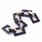 Imitation Gemstone Style Acrylic Handmade Rectangle Link Chains, with Rose Gold Plated CCB Plastic Linking Ring, Dark Blue, 39.37 inch(100cm), Link: 25.5x17.5x2.5mm and 18.5x11.5x4.5mm, 1m/strand