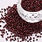 Glass Cylinder Beads, Seed Beads, Metallic Colours, Baking Paint, Round Hole, Brown, 1.5~2x1~2mm, Hole: 0.8mm, about 8000pcs/bag, about 1pound/bag