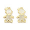 Brass Micro Pave Clear Cubic Zirconia Pendants, Cadmium Free & Lead Free, with Synthetic Opal and Jump Rings, Real 18K Gold Plated, Human Charms, White, 18x12x2.5mm, Hole: 3mm