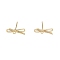 Brass Stud Earring Findings, Cadmium Free & Nickel Free & Lead Free, with Horizontal Loops, Bowknot, Real 18K Gold Plated, 4.3x13.5mm, Hole: 1mm, Pin: 0.7mm