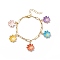 Alloy Enamel Flower Charm Bracelet with Paperclip Chains, Gold Plated 304 Stainless Steel Jewelry for Women, Colorful, 6-7/8 inch(17.6cm)