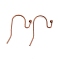 Brass Earring Hooks, Ear Wire, Lead Free & Cadmium Free & Nickel Free, Red Copper, about 11mm wide, 22mm long, 0.75mm thick