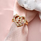 Heart with Flower Hollow Out Brass Finger Rings, Golden & Rose Gold, Letter H, Inner Diameter: 17mm