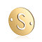 201 Stainless Steel Links connectors, Flat Round with Letter, Golden, Letter.S, 12x0.8mm, Hole: 0.8mm