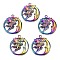 Alloy Pendants, Cadmium Free & Nickel Free & Lead Free, Moon with Fairy, Rainbow Color, 30.5x26.5x2.5mm, Hole: 1.8mm