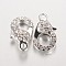 Alloy Glass Rhinestone Lobster Claw Clasps, Platinum, 21x12.5x7mm, Hole: 2.5mm