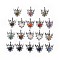 Natural & Synthetic Mixed Gemstone Pendants, Eagle with Heart Charms, with Rack Plating Platinum Tone Brass Findings, 36.5x33.3x6~7mm, Hole: 8x5mm