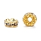 Brass Grade A Crystal Rhinestone Spacer Beads, Cadmium Free & Lead Free, Waves Edge, Rondelle, Golden, 6x3mm, Hole: 1mm