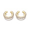 Brass Micro Pave Clear Cubic Zirconia Cuff Earrings, Nickel Free, Ring, Real 18K Gold Plated, 4x10.5mm