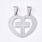 Non-Tarnish 201 Stainless Steel Split Pendants, Quote Pendants, Heart with Cross, Stainless Steel Color, 27x31x1mm, Hole: 8x4mm