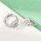 Brass Micro Pave Cubic Zirconia Hoop Earrings, Snowflake, Cadmium Free & Lead Free, Rack Plating, Long-Lasting Plated, Stainless Steel Color, 11x7.5x13mm