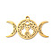 304 Stainless Steel Pendants, Laser Cut, Triple Moon Charm, Real 18K Gold Plated, 26x45x1.5mm, Hole: 2.5mm