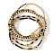 5Pcs Zinc Alloy & Glass Seed Round Beads Stretch Bracelet Set for Women, Black, Inner Diameter: 5/8 inch(1.6cm)