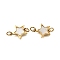 Ion Plating(IP) 304 Stainless Steel Connector Charms, with Pave Shell and Jump Ring, Star Link, Real 18K Gold Plated, 11.5x10x2mm, Hole: 2.5mm
