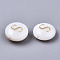 Natural Freshwater Shell Beads, with Golden Plated Brass Etched Metal Embellishments, Flat Round, Seashell Color, Letter.S, 8x3~5mm, Hole: 0.5~07mm