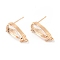 K9 Glass Stud Earring Teardrop Findings, with Light Gold Tone Brass Findings, Cadmium Free & Nickel Free & Lead Free, Crystal, 19x8mm, Hole: 1.2mm, Pin: 0.8mm