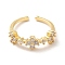 Clear Cubic Zirconia Flower Open Cuff Ring, Brass Jewelry for Women, Cadmium Free & Nickel Free & Lead Free, Real 18K Gold Plated, US Size 5 1/4(15.9mm)