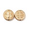 Alloy Beads, Flat Round with Cssml Ndsmd Cross God Father/Saint Benedict, Light Gold, 14.5x3.5mm, Hole: 1.2mm