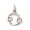 925 Sterling Silver Micro Pave Clear Cubic Zirconia Pendants, Constellation Charms, Platinum, Rhodium Plated, with 925 Stamp, Taurus, 15.5x14x1.5mm, Hole: 4x2mm