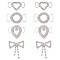 8PCS 4Style Alloy Rhinestone Buckle Clasps, For Webbing, Strapping Bags, Garment Accessories, Platinum, Mixed Shapes, 19~33x32.5~35x2.5~4.5mm, Hole: 2.5~12.5mm, 2pcs/style