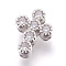 Brass Micro Pave Cubic Zirconia Beads, Lead Free & Cadmium Free, Cross, Clear, Platinum, 11x8.5x3.5mm, Hole: 0.8mm