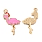 Christmas Alloy Enamel Pendants, Long-Lasting Plated, with Glitter Powder, Cadmium Free & Nickel Free & Lead Free, Golden, Flamingo Shape, 30x18x1.4mm, Hole: 1.8mm